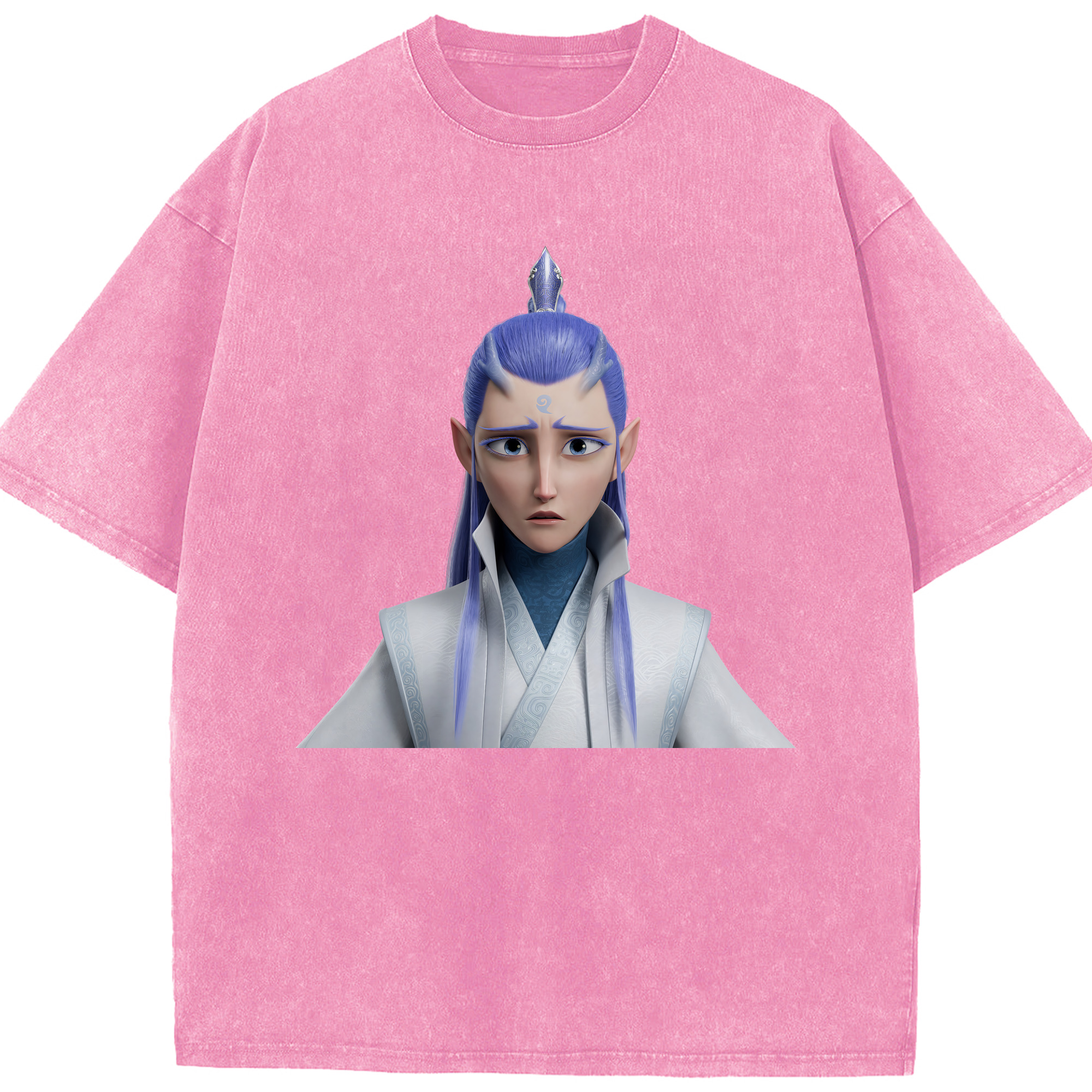 （画像用） Ne Zha 2 ナタ 魔童の大暴れ 綿100% ヴィンテージ風 半袖Tシャツ（フロントプリント）